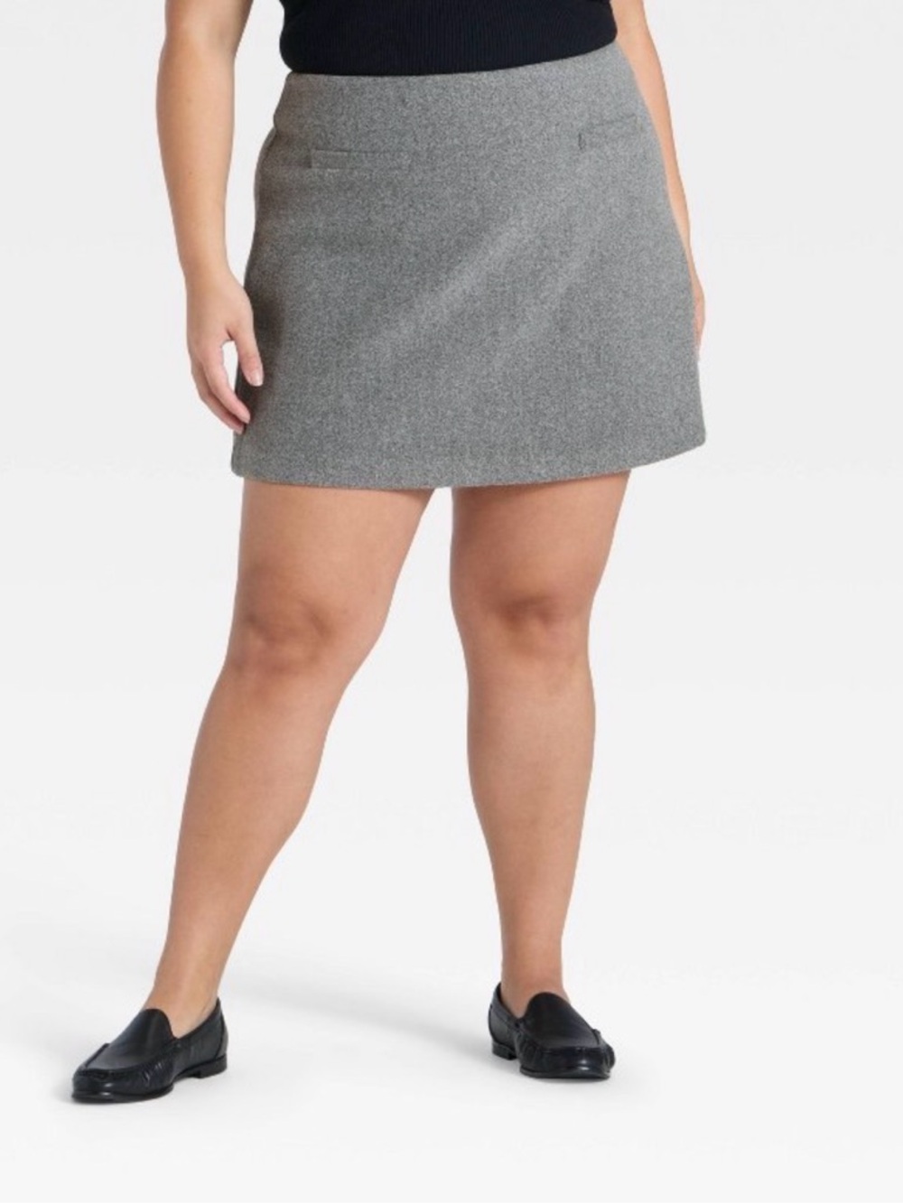 NWT Women's Brushed Boucle Mini Skirt A New Day Sz 16, Grey Plus